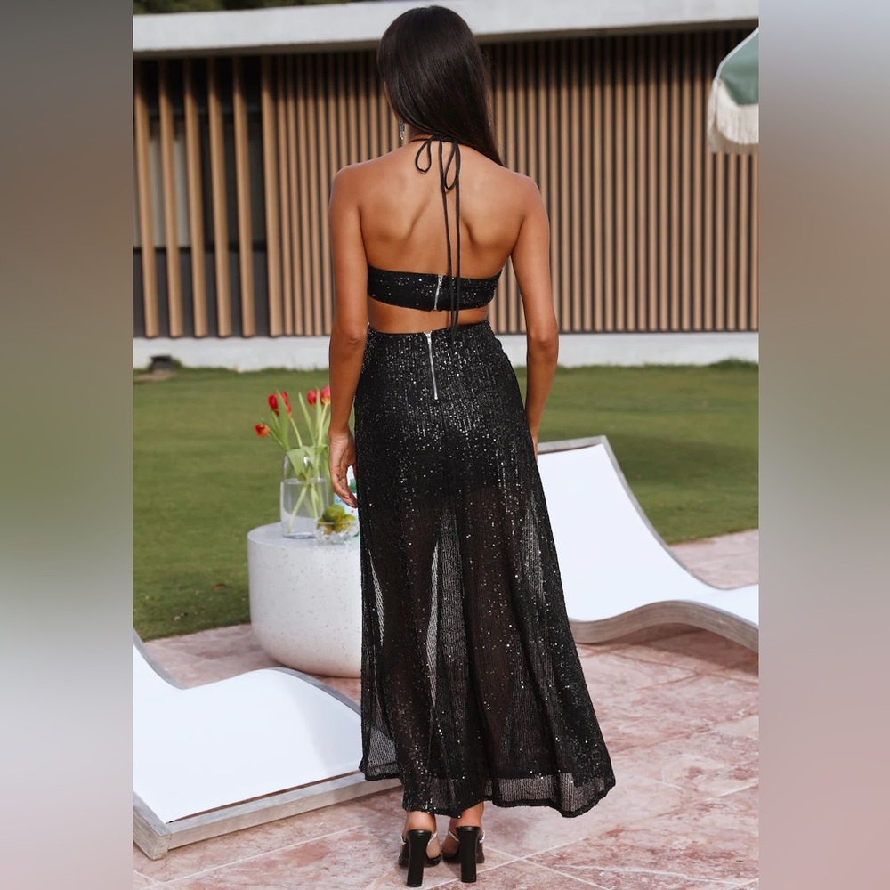Hello Molly Black Sequin Cutout Maxi Dress - Picture 4 of 5